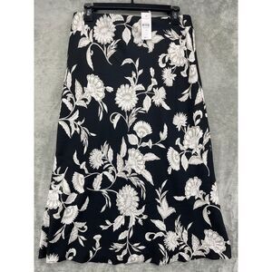 NWT Ann Taylor Women's Skirt‎ Size Small Black Floral Polyester
